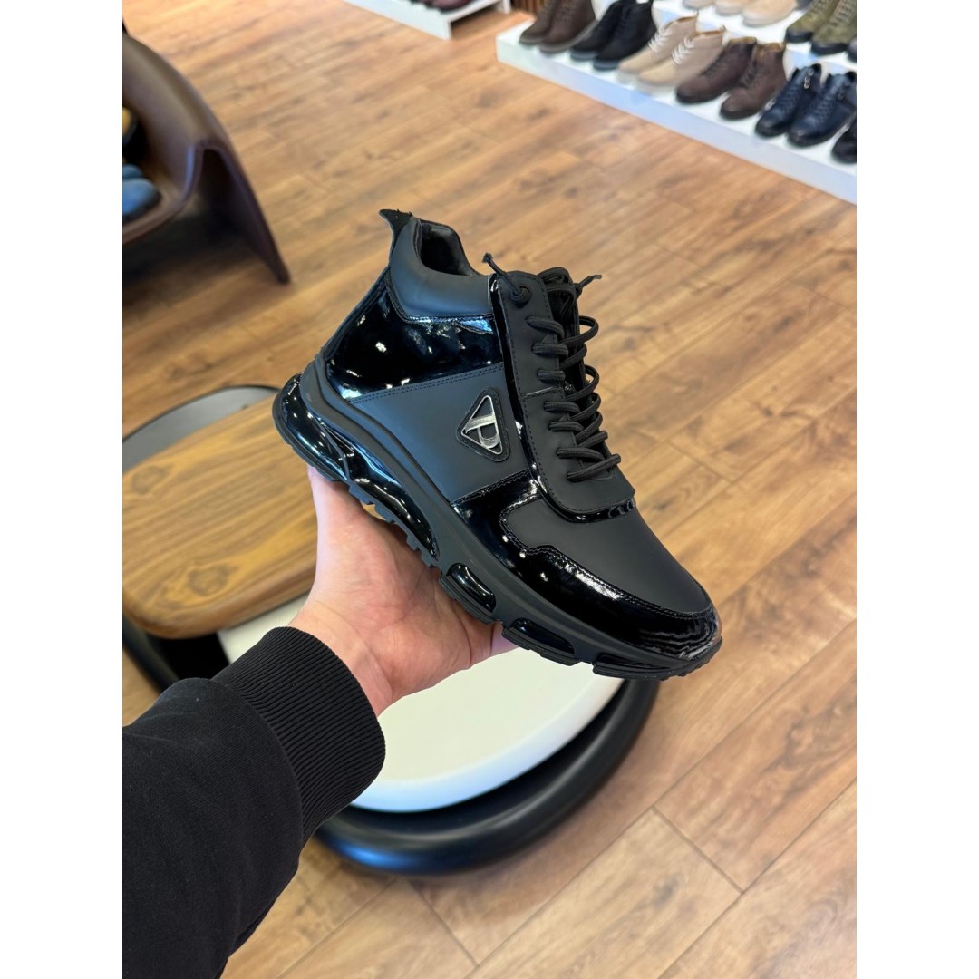 2027 Siyah Cilt Hakiki Deri Erkek Bot