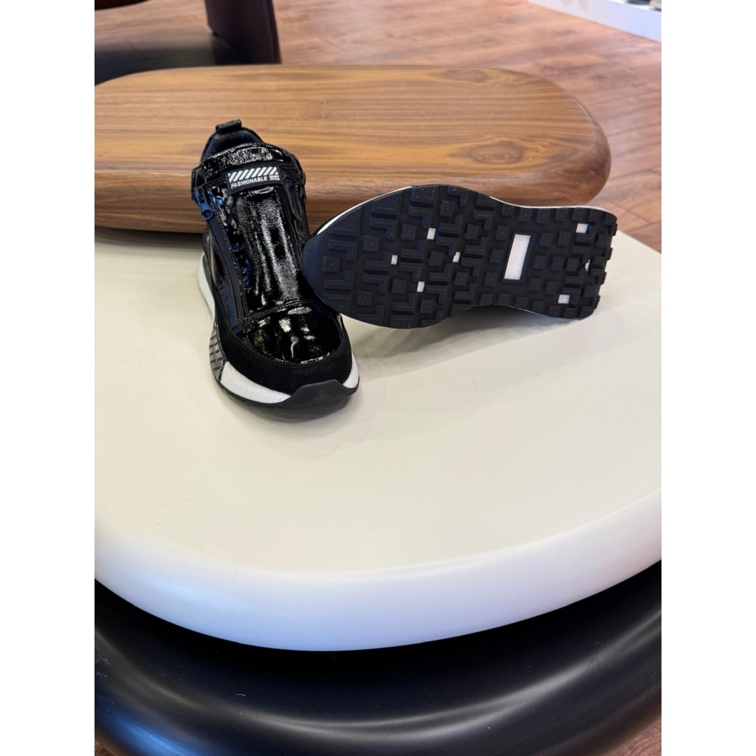 1097 Siyah Cilt Hakiki Deri Erkek Bot