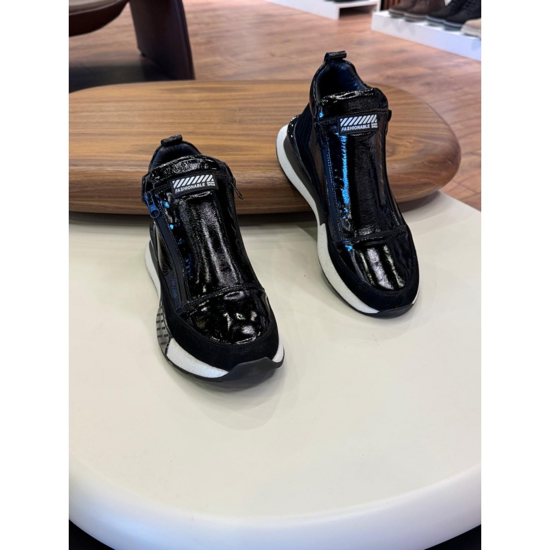 1097 Siyah Cilt Hakiki Deri Erkek Bot