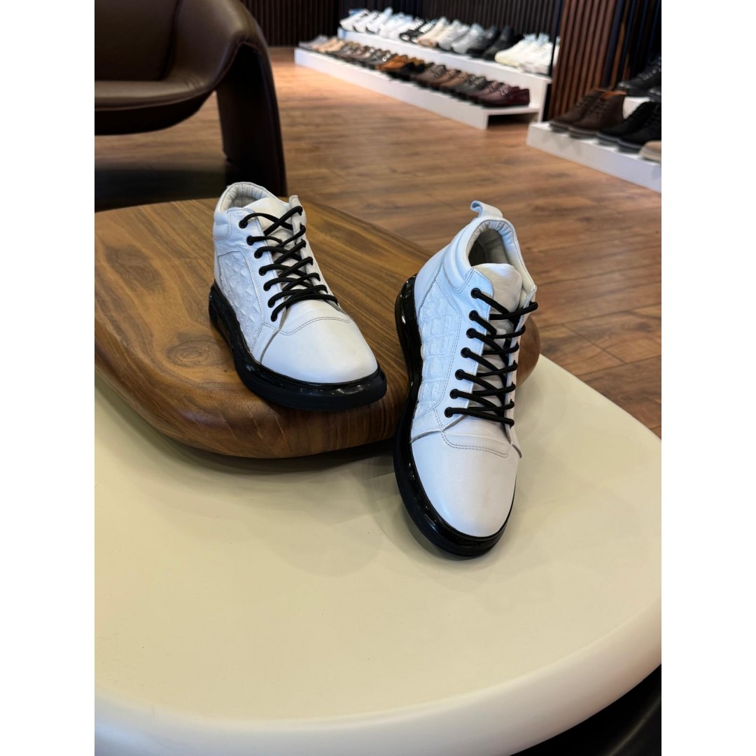 1086 Beyaz Cilt Hakiki Deri Erkek Bot