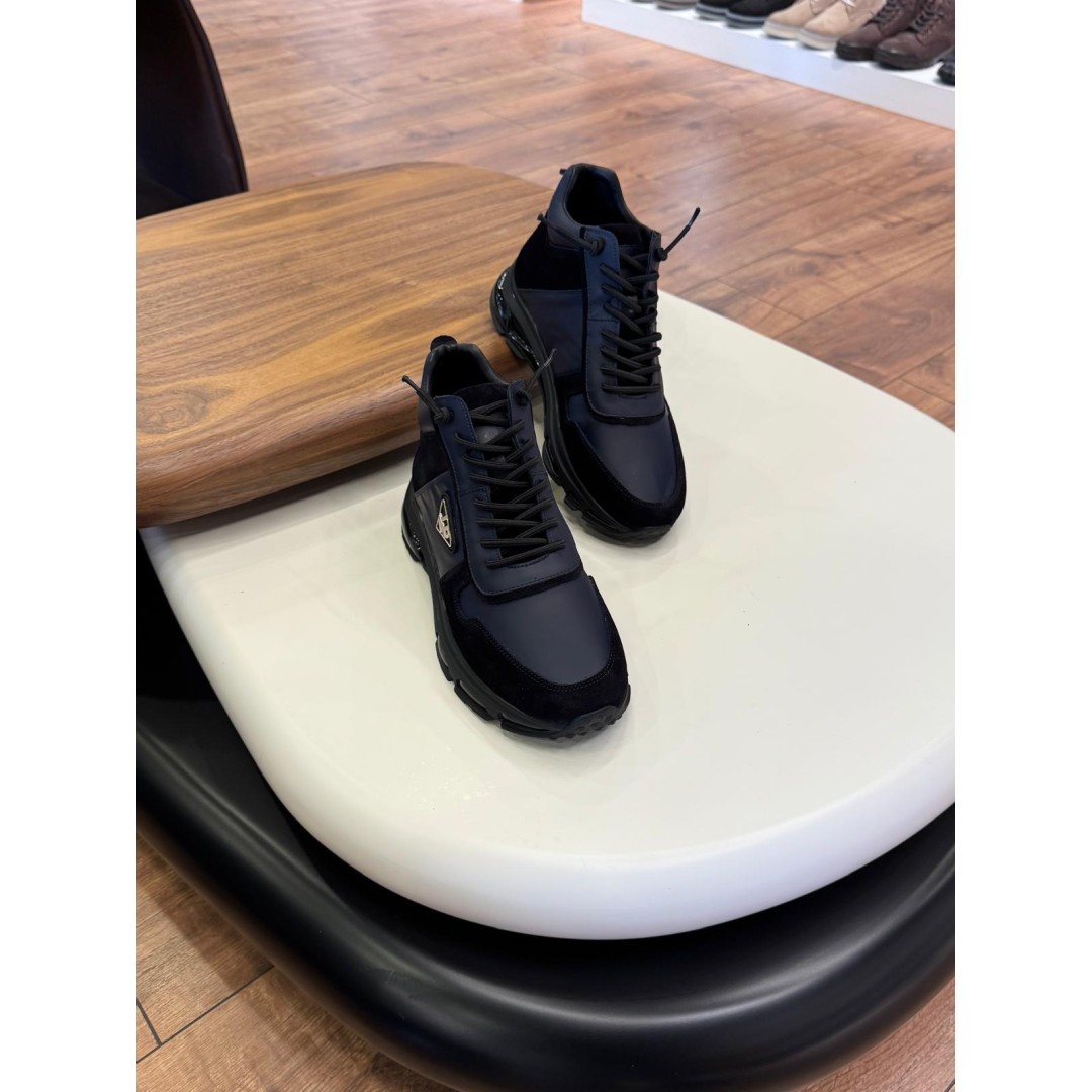 2027 Lacivert Nubuk Hakiki Deri Bot