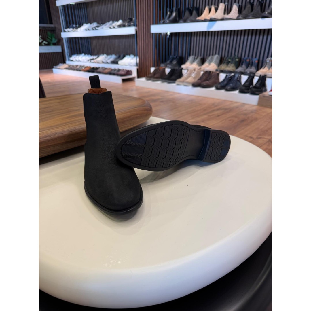 5614 Siyah Nubuk Hakiki Deri Bot