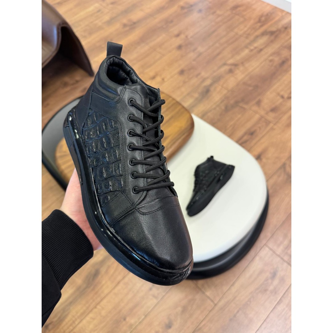 5617 Siyah Cilt Hakiki Deri Bot