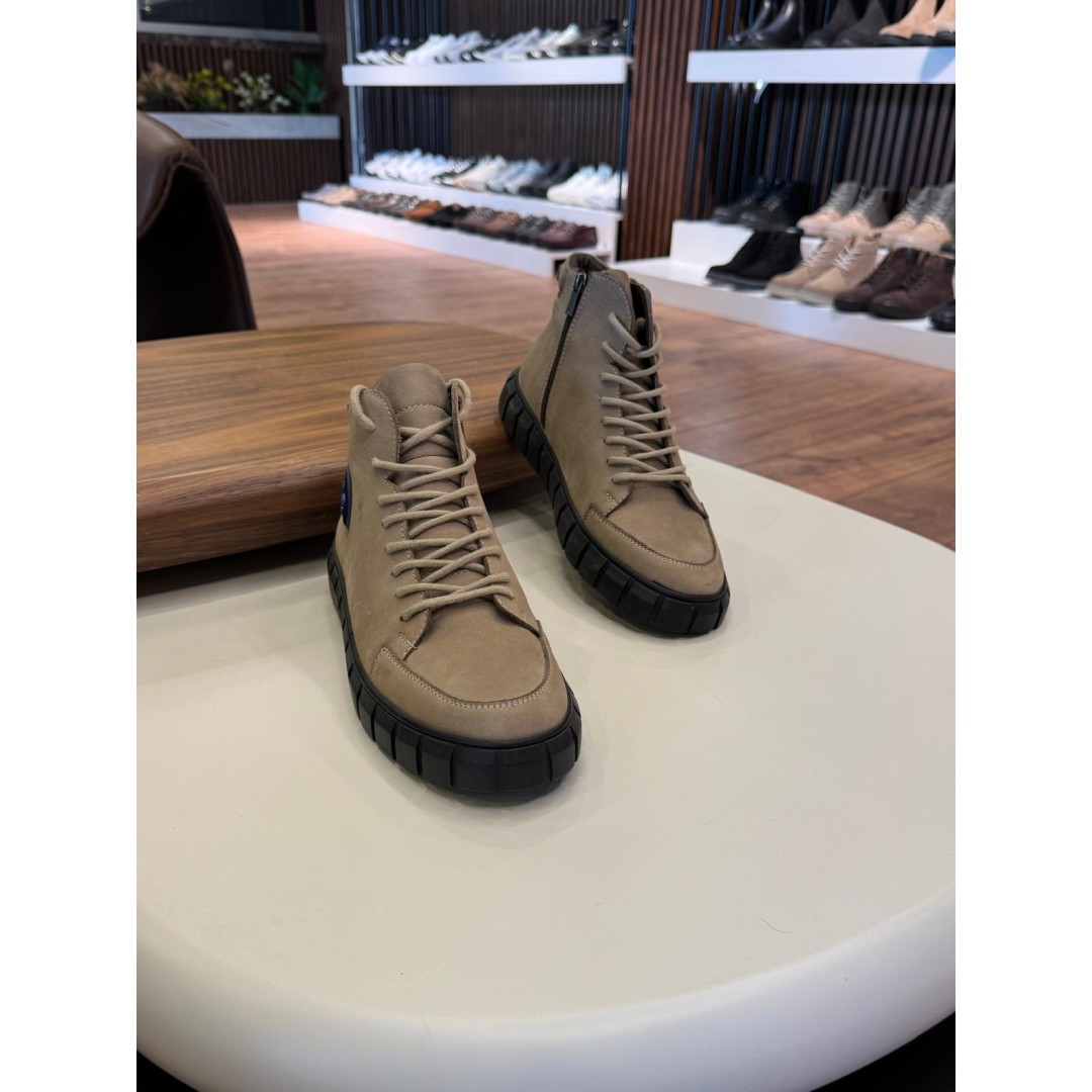 5618 Bej Nubuk Hakiki Deri Bot